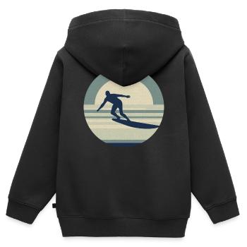 Cooler Surfer - Retro - Kinder Premium Organic Zip Hoodie - Schwarz - Hinten - AI Model Kid Male (0cm)