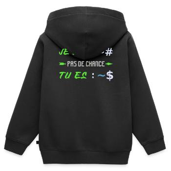 Je Suis Super Utilisateur Administrateur Linux - Sweat Premium à capuche zippé enfant bio - noir - Dos - AI Model Kid Male (0cm)