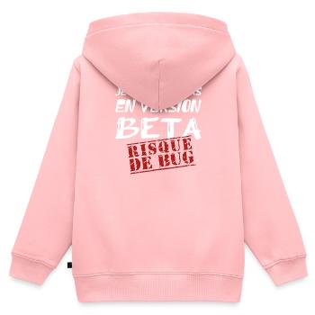 Cadeau Humour Programmeur Informatique Développeur - Sweat Premium à capuche zippé enfant bio - rose - Dos - AI Model Kid Female (0cm)