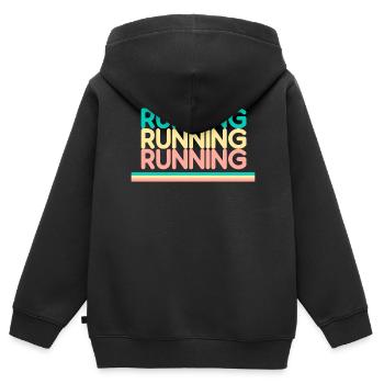 Aimer Courir Passion footing course à pied - Sweat Premium à capuche zippé enfant bio - noir - Dos - AI Model Kid Male (0cm)