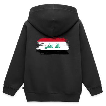 Drapeau de l’Irak - Sweat Premium à capuche zippé enfant bio - noir - Dos - AI Model Kid Male (0cm)