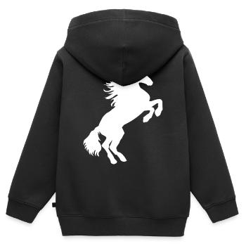 weißes Pferd Schimmel - Pferde T Shirt & Hoodie - Kinder Premium Organic Zip Hoodie - Schwarz - Hinten - AI Model Kid Male (0cm)