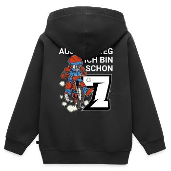 7. Geburtstag Motocross Jungen Geschenk - Kinder Premium Organic Zip Hoodie - Schwarz - Hinten - AI Model Kid Male (0cm)