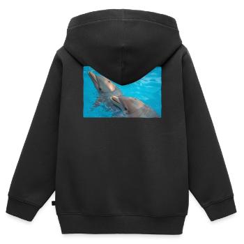Delfine - Kinder Premium Organic Zip Hoodie - Schwarz - Hinten - AI Model Kid Male (0cm)