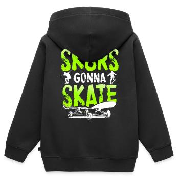 Patineurs qui vont patiner | Skateboard - Sweat Premium à capuche zippé enfant bio - noir - Dos - AI Model Kid Male (0cm)