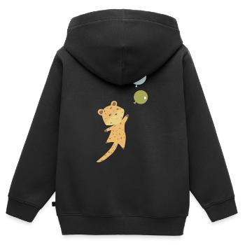leopard balloons leo flies upwards cute animals - Kids Premium Organic Zip-up Hoodie - black - Back - AI Model Kid Male (0cm)