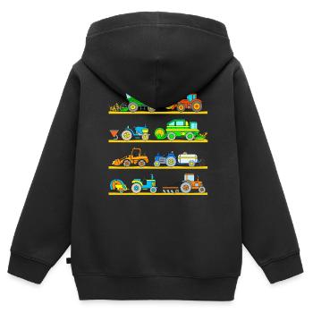 Tracteurs moissonneuses-batteuses véhicules - Sweat Premium à capuche zippé enfant bio - noir - Dos - AI Model Kid Male (0cm)