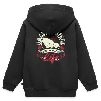 Oncle nièce drôle de cadeau anniversaire B-day - Sweat Premium à capuche zippé enfant bio - noir - Dos - AI Model Kid Male (0cm)