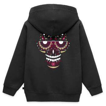 Lächelnder Schädel - Kinder Premium Organic Zip Hoodie - Schwarz - Hinten - AI Model Kid Male (0cm)
