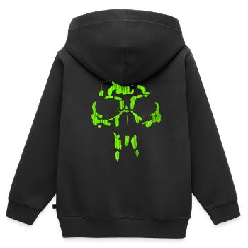 Neanderthal neon skull - minimal horror - Kids Premium Organic Zip-up Hoodie - black - Back - AI Model Kid Male (0cm)