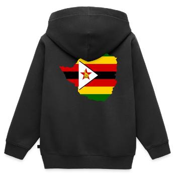 Simbabwe Flagge Landkarte Fahne - Kinder Premium Organic Zip Hoodie - Schwarz - Hinten - AI Model Kid Male (0cm)
