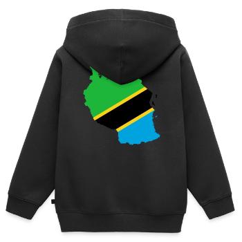 Tansania Flagge Landkarte Fahne - Kinder Premium Organic Zip Hoodie - Schwarz - Hinten - AI Model Kid Male (0cm)