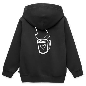 Café Illustration - Sweat Premium à capuche zippé enfant bio - noir - Dos - AI Model Kid Male (0cm)