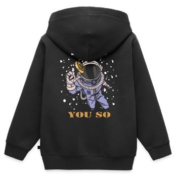 Le Bitcoin - Sweat Premium à capuche zippé enfant bio - noir - Dos - AI Model Kid Male (0cm)