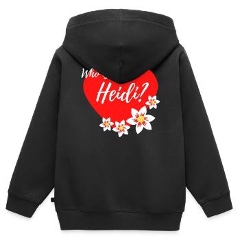 Who Is Heidi - idée cadeau pour les filles - Sweat Premium à capuche zippé enfant bio - noir - Dos - AI Model Kid Male (0cm)
