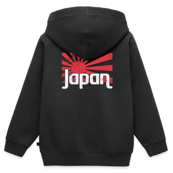 Japon drapeau soleil levant - Sweat Premium à capuche zippé enfant bio - noir - Dos - AI Model Kid Male (0cm)