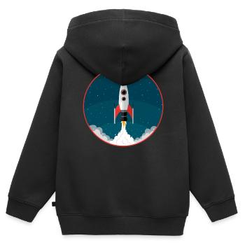 rocket - Kids Premium Organic Zip-up Hoodie - black - Back - AI Model Kid Male (0cm)