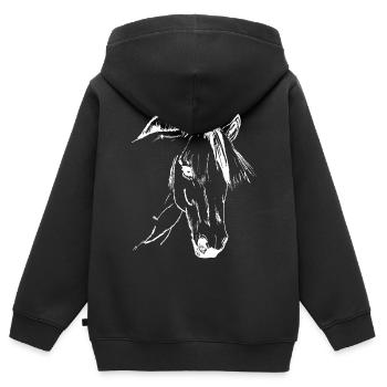 Fjordpferd, Norweger Fjordi - Kinder Premium Organic Zip Hoodie - Schwarz - Hinten - AI Model Kid Male (0cm)