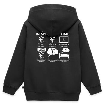 Choses que je fais dans mes temps libres - Ski - Sweat Premium à capuche zippé enfant bio - noir - Dos - AI Model Kid Male (0cm)
