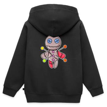 Vaudou doll - Sweat Premium à capuche zippé enfant bio - noir - Dos - AI Model Kid Male (0cm)