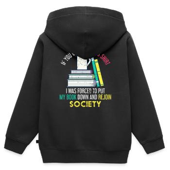 Buch Nerd Gesellschaft Bücher Lesen - Kinder Premium Organic Zip Hoodie - Schwarz - Hinten - AI Model Kid Male (0cm)