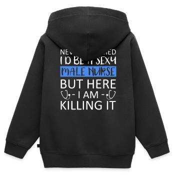 Krankenpfleger Krankenschwester Krankenpflegerin - Kinder Premium Organic Zip Hoodie - Schwarz - Hinten - AI Model Kid Male (0cm)