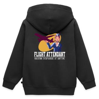 Flight Attendant Vacation Everywhere - Sweat Premium à capuche zippé enfant bio - noir - Dos - AI Model Kid Male (0cm)