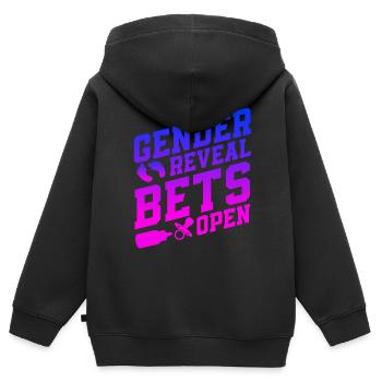 Gender Reveal Bets Open - Kinder Premium Organic Zip Hoodie - Schwarz - Hinten - AI Model Kid Male (0cm)
