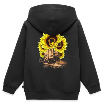 Western Cowboystiefel Geschenk Sonnenblume - Kinder Premium Organic Zip Hoodie - Schwarz - Hinten - AI Model Kid Male (0cm)