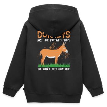Ânes sort ânes - Sweat Premium à capuche zippé enfant bio - noir - Dos - AI Model Kid Male (0cm)