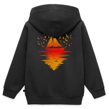Sailing - Kids Premium Organic Zip-up Hoodie - black - Back - AI Model Kid Male (0cm)