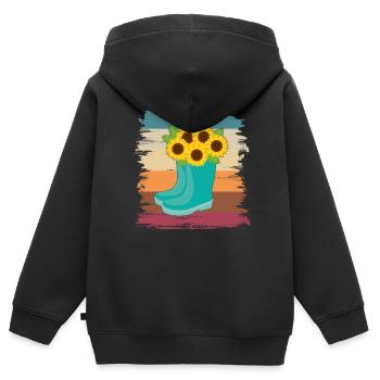 Sonnenblume - Kinder Premium Organic Zip Hoodie - Schwarz - Hinten - AI Model Kid Male (0cm)