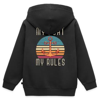 Skipper de marin - Sweat Premium à capuche zippé enfant bio - noir - Dos - AI Model Kid Male (0cm)