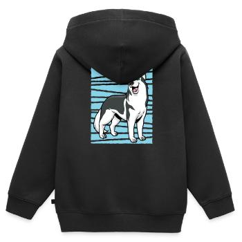 Husky - Kinder Premium Organic Zip Hoodie - Schwarz - Hinten - AI Model Kid Male (0cm)