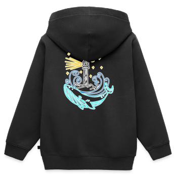 Phare côte mer mer - Sweat Premium à capuche zippé enfant bio - noir - Dos - AI Model Kid Male (0cm)