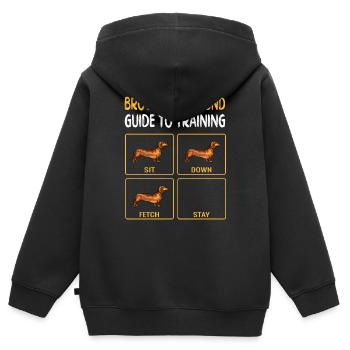 Brown Dackel Guide To Training Dog Obedience - Kinder Premium Organic Zip Hoodie - Schwarz - Hinten - AI Model Kid Male (0cm)