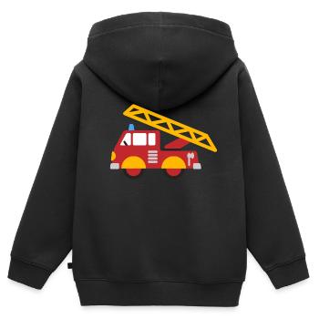 les pompiers - Sweat Premium à capuche zippé enfant bio - noir - Dos - AI Model Kid Male (0cm)