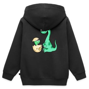 Dinosaur with Baby Dinosaur - Kids Premium Organic Zip-up Hoodie - black - Back - AI Model Kid Male (0cm)