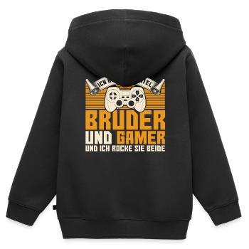 Gaming - Kinder Premium Organic Zip Hoodie - Schwarz - Hinten - AI Model Kid Male (0cm)