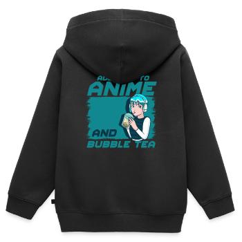 anime - Sweat Premium à capuche zippé enfant bio - noir - Dos - AI Model Kid Male (0cm)