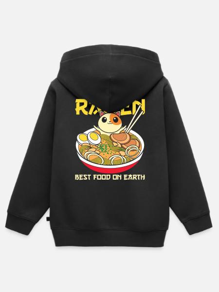 Anime Japan Kawaii Gift Ramen - Kids Premium Organic Zip-up Hoodie - black
