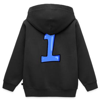 Paragraphe 1 Bleu - Numéro un - Sweat Premium à capuche zippé enfant bio - noir - Dos - AI Model Kid Male (0cm)
