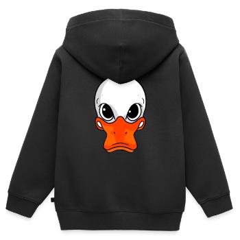 Canard méchant - Sweat Premium à capuche zippé enfant bio - noir - Dos - AI Model Kid Male (0cm)