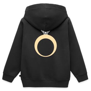 Anneau Alliance Bague de fiançailles - Sweat Premium à capuche zippé enfant bio - noir - Dos - AI Model Kid Male (0cm)