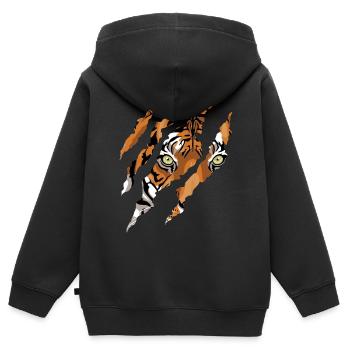 Tiger Krallen - Kinder Premium Organic Zip Hoodie - Schwarz - Hinten - AI Model Kid Male (0cm)