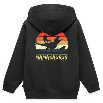 Mamasaurus - Retro - Kinder Premium Organic Zip Hoodie - Schwarz - Hinten - AI Model Kid Male (0cm)