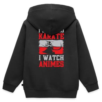 Anime Je regarde Anime - Sweat Premium à capuche zippé enfant bio - noir - Dos - AI Model Kid Male (0cm)