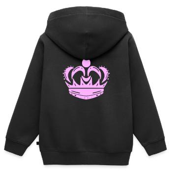 Krone Rosa - Kinder Premium Organic Zip Hoodie - Schwarz - Hinten - AI Model Kid Male (0cm)