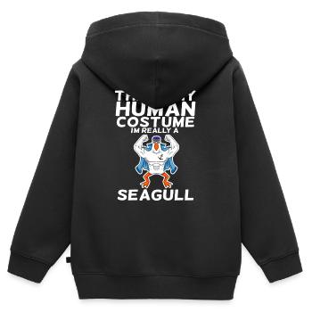 Mouette - Sweat Premium à capuche zippé enfant bio - noir - Dos - AI Model Kid Male (0cm)