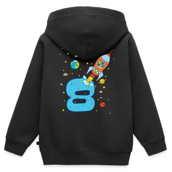 Spaceship Rocket Space 8th Birthday Astronaut - Kids Premium Organic Zip-up Hoodie - black - Back - AI Model Kid Male (0cm)